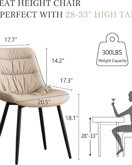 Kidol & Shellder Modern Dining Chairs Set of 2 Kitchen & Dining Room Chairs Upholstered Accent Chair Living Room Chairs Kitchen Chairs Comfy Chair for Bedrooms Waiting Room Home(Khaki) - LeafyLoom
