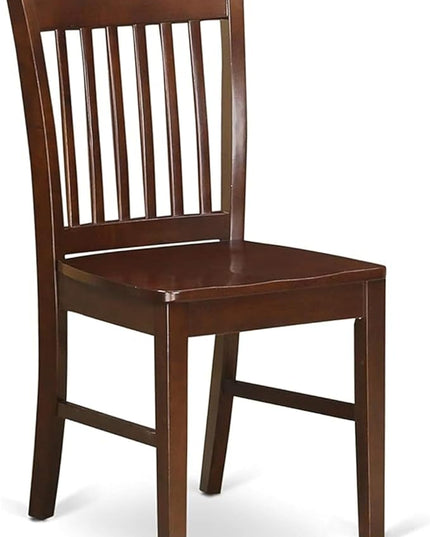East West Furniture Norfolk Dining Room Slat Back Solid Wood Seat Chairs, Set of 2, Mahogany - LeafyLoom