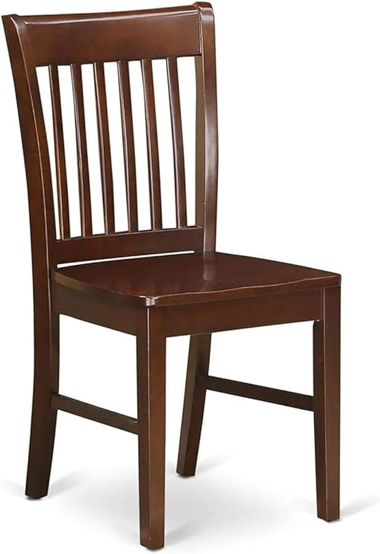 East West Furniture Norfolk Dining Room Slat Back Solid Wood Seat Chairs, Set of 2, Mahogany - LeafyLoom