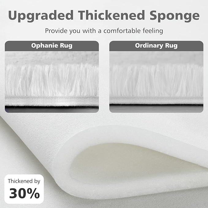 Ophanie White Rugs for Bedroom Fluffy, Machine Washable Shaggy Soft Area Rug, Non-Slip Indoor Floor Carpet for Living Room, Kids Baby Girls Teen Dorm Home Decor Aesthetic, Nursery, 4 x 6 Feet - LeafyLoom
