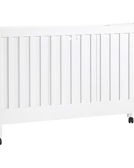 Babyletto Maki Full-Size 2-in-1 Portable Folding Crib with Toddler Bed Conversion Kit in White, Greenguard Gold Certified - LeafyLoom