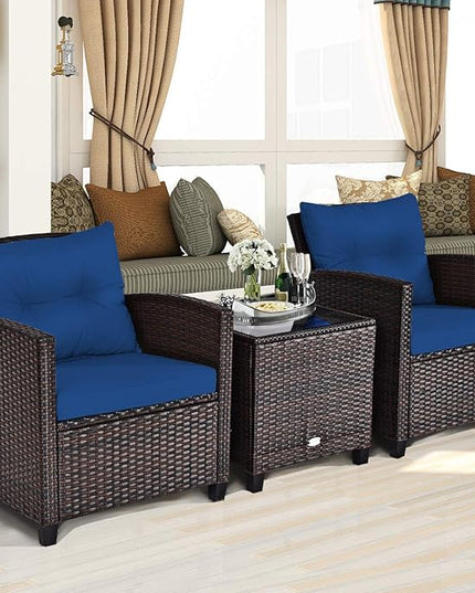 3 PCS Patio Furniture Set, OneSize, Navy - LeafyLoom