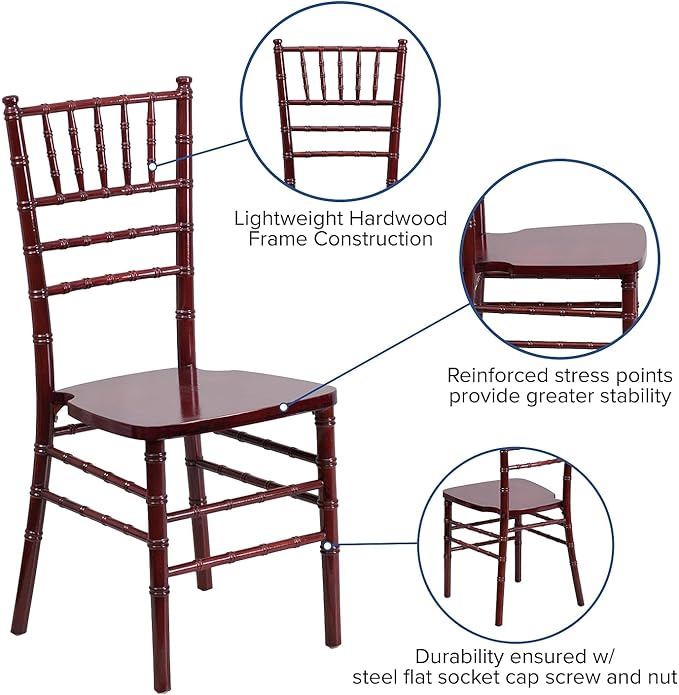 Flash Furniture 2 Pack HERCULES Series Mahogany Wood Chiavari Chair - LeafyLoom