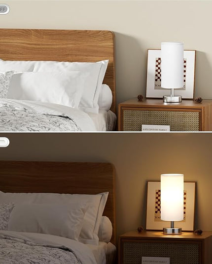 Small Table Lamp for Bedroom - Bedside Lamps for Night Stands, Minimalist Nightstand Light Lamp, Desk Lamps for Reading Room, Kids Room, Living Room, Office, Dorm - LeafyLoom