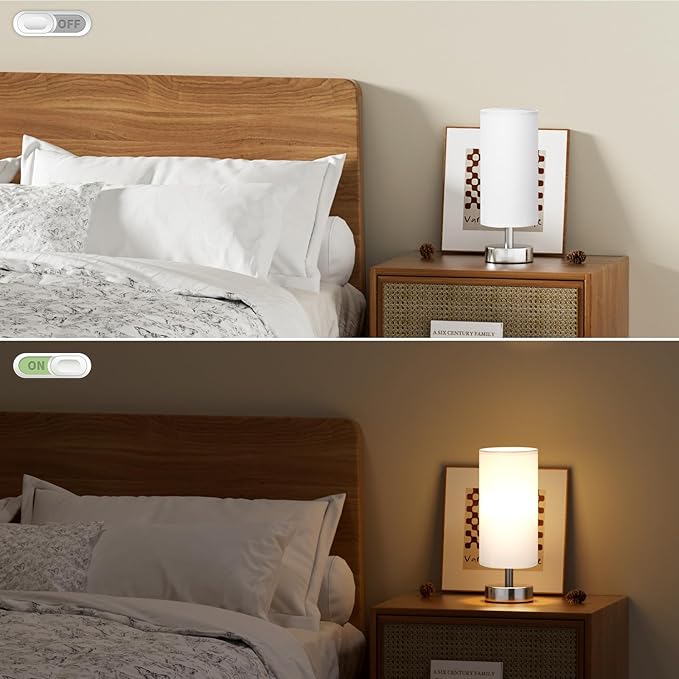Small Table Lamp for Bedroom - Bedside Lamps for Night Stands, Minimalist Nightstand Light Lamp, Desk Lamps for Reading Room, Kids Room, Living Room, Office, Dorm - LeafyLoom