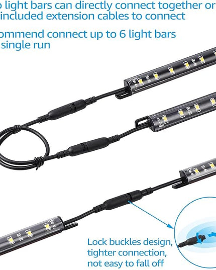 TORCHSTAR LED Safe Lighting Kit, (6) 12 Inch Linkable Light Bars + Motion Sensor + UL Power Adapter, 900LM, Input 100-240V, for Under Cabinet Gun Safe Locker Closet Showcase, 5000K Daylight TORCHSTAR