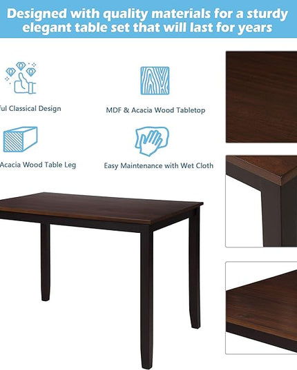 NicBex Dining Room Table Set for 4 Kitchen Table and Chairs Dining Table Set Home Kitchen Table and Chairs Wood Dining Set for Kitchen, Dining Room, Dinette, Breakfast Nook, Black - LeafyLoom