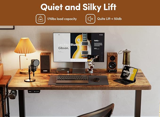 BANTI 48'' Standing Desk, Electric Stand up Height Adjustable Home Office Table, Sit Stand Desk with Splice Board, Rustic Brown - LeafyLoom