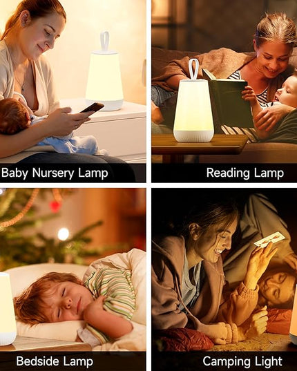 Dimmable Night Light Touch Lamp for Bedroom Rechargeable Remote Bedside Lamp Portable Hanging Table Lamp Changeable Warm White Light Perfect Toy Gift for Kids Adults - LeafyLoom