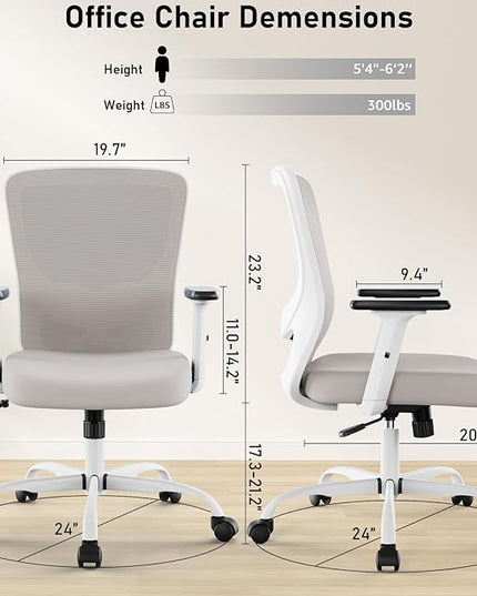 Office Chair, Ergonomic Desk Chair with Adjustable High Back, Breathable Mesh Computer Chair with Adjustable Armrests, Rolling Swivel Comfy Task Chairs, Executive Chair for Home Office - LeafyLoom