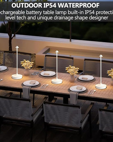 Cordless Table Lamp, Rechargeable Table Light Battery Powered LED Desk Lamp, Stepless Dimming Bedside Lamp, Minimalist Night Light in Aluminum for Restaurant/Bar/Home/Outdoor,White,2Pack - LeafyLoom