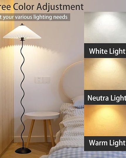 Pleated Floor Lamp, 3 Color Dimmable Floor Lamp, Retro Bedside Atmosphere Table Lamp for Bedroom, Living Room, Office ( Color : 4# , Size : Large ) - LeafyLoom