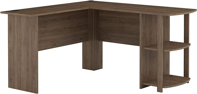 Dakota L-Shaped Desk with Bookshelves, Rustic Oak - LeafyLoom