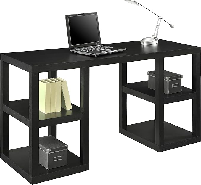 Ameriwood Home Deluxe Parsons Desk, Black Oak - LeafyLoom
