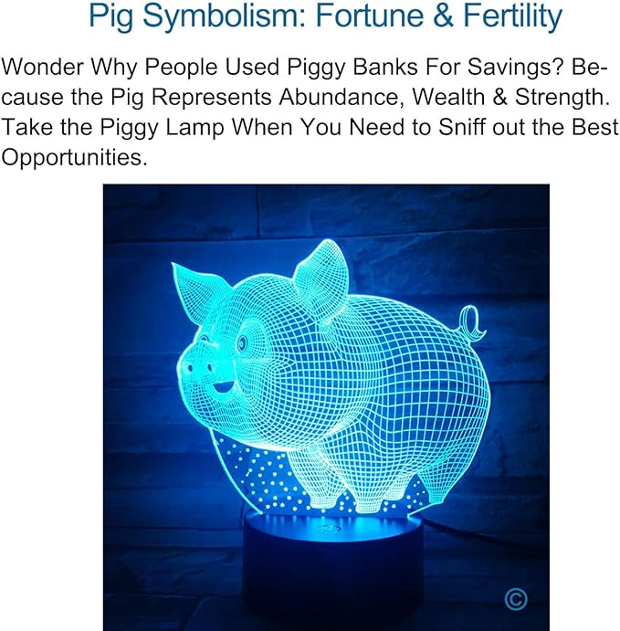 Pig 3D Lamp Toys for Girls Boys Room, Night Light Bedside Decor Gifts for Kids Baby, 7 Colors Changing Nightlight with Smart Control - LeafyLoom
