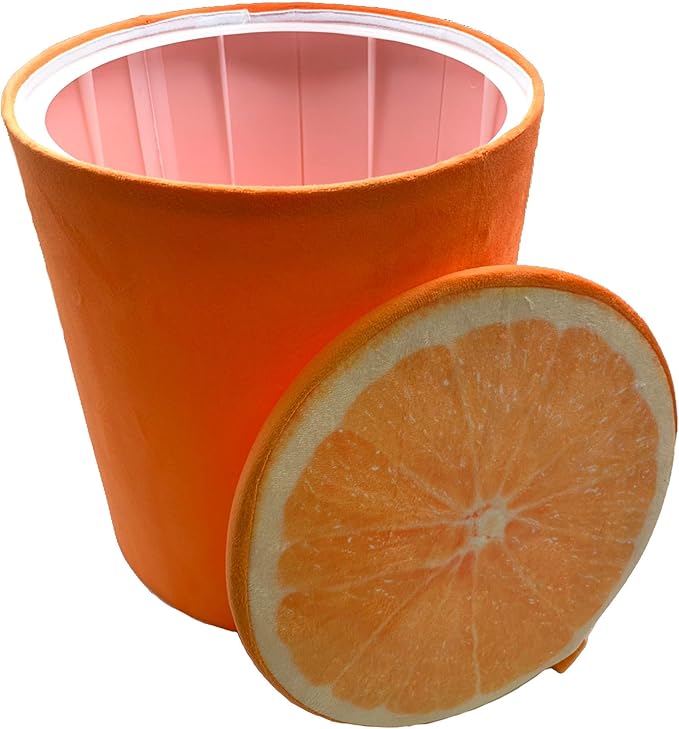 Storl Organizer Storage Stool for Toy and Cloth and Kids Stool (Orange, 12Wx13H) - LeafyLoom