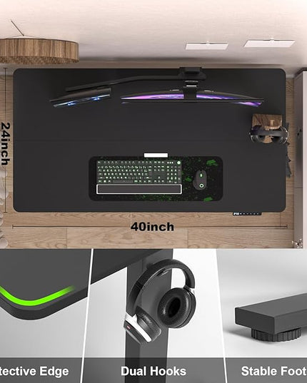 Electric Standing Desk Height Adjustable - 40 x 24 Inches Sit Stand up Desk & Memory Preset Ergonomic Rising Desks for Work, Home Office Workstation Gaming Rising Desk Study Table - LeafyLoom