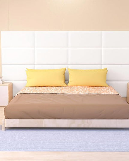 Peel and Stick Headboard for Twin and king in White Headboard panels for wall, 3D Anti-Collision Wall Panel, Self-Adhesive Bedroom/Living Room Upholstered Wall Panel (9 Panels/11.8" x 23.6") - LeafyLoom
