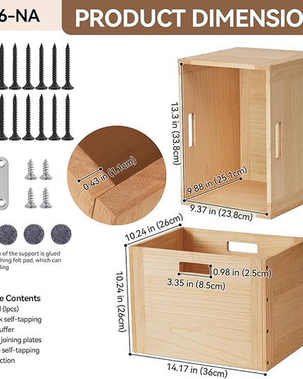 KIRIGEN Stackable Wood Storage Cube /Basket/ Bins Organizer for Home Books Clothes Toy Modular Open Cubby Storage System - Office Cubical Bookcase Closet Shelves C26-NA - LeafyLoom