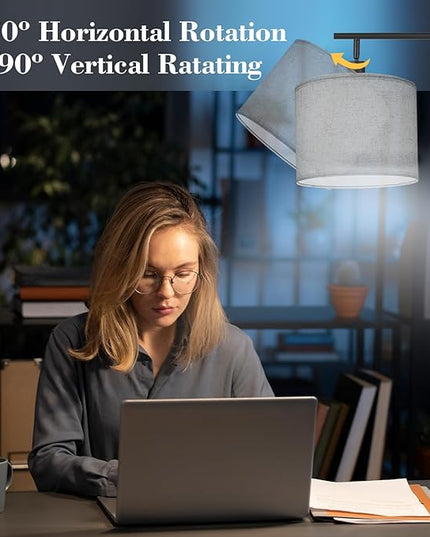 PESRAE Floor Lamp for Living Room, LED Floor Lamp with Remote Control, 4 Color Temperature LED Bulb Included, Modern Standing lamp with Linen Lampshade for Bedroom,Grey… - LeafyLoom