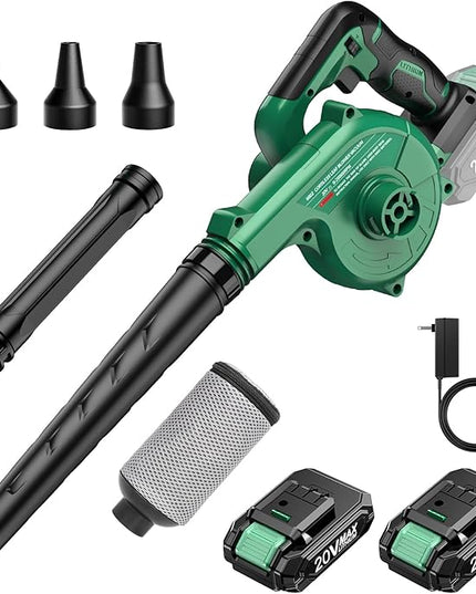 K I M O. Cordless Leaf Blower Vacuum Combo 4 IN 1, 3 Nozzles for Inflation & Compression,3 Modes & Variable Speed, 20000RPM 150MPH, 2X2.0Ah Battery, Extended Tube, Mini Leaf Blowers for Lawn Care|Yard - LeafyLoom