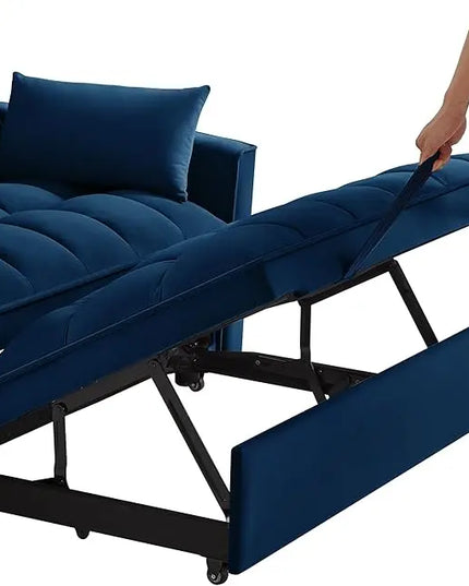 3 in 1 Multi-Functional Futon Loveseat Pull Out Couch Bed, Convertible Sleeper Sofa Bed with Adjustable Backrest and Pillows , 2 Seater Love Seat Lounge Chaise for Living Room Office RV Furniture - LeafyLoom