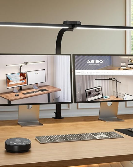 LED Desk Lamp, 24W Bright Architect Desk Lamp for Home Office, Clamp Desk Light with Adjustable Flexible Gooseneck & Remote Control, Eye Caring Table Light for Workbench Study Reading Drafting - LeafyLoom