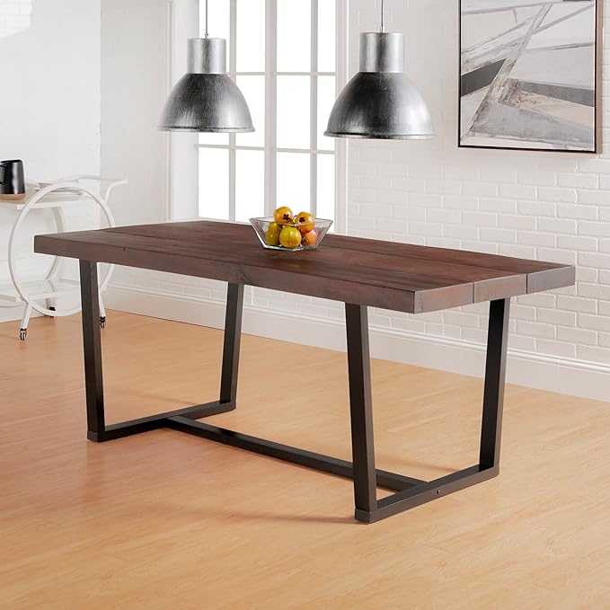 Walker Edison Andre Modern Solid Wood Dining Table, 72 Inch, Mahogany - LeafyLoom