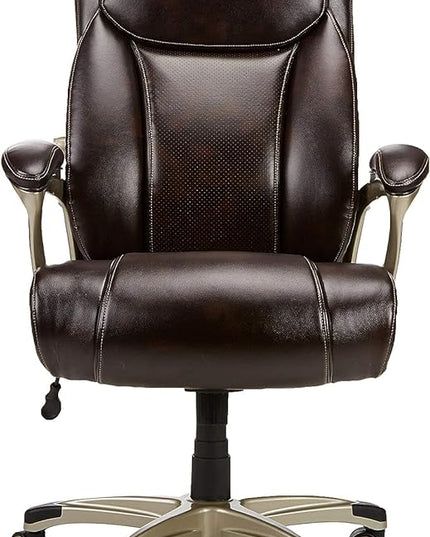 Amazon Basics Big & Tall Executive Computer Desk Chair With Lumbar Support, Adjustable Height and Tilt, 350Lb Capacity, Black With Pewter Finish, 28.5" D x 30.25" W x 47.9" H - LeafyLoom