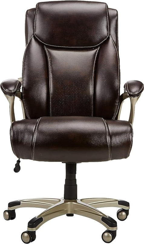 Amazon Basics Big & Tall Executive Computer Desk Chair With Lumbar Support, Adjustable Height and Tilt, 350Lb Capacity, Black With Pewter Finish, 28.5" D x 30.25" W x 47.9" H - LeafyLoom