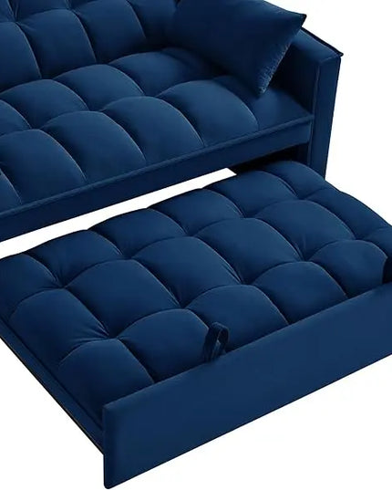3 in 1 Multi-Functional Futon Loveseat Pull Out Couch Bed, Convertible Sleeper Sofa Bed with Adjustable Backrest and Pillows , 2 Seater Love Seat Lounge Chaise for Living Room Office RV Furniture - LeafyLoom