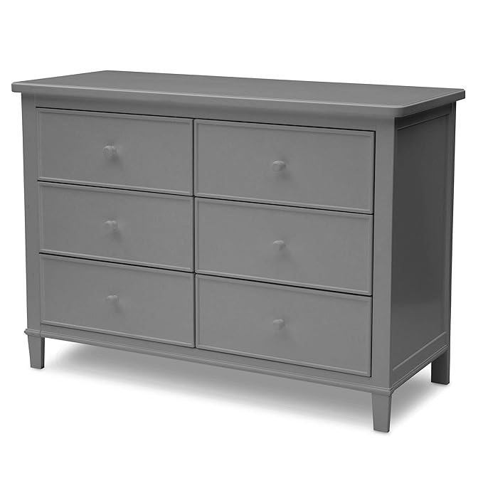 Delta Children Fancy 4-in-1 Convertible Crib and 6 Drawer Dresser Bundle, Grey - LeafyLoom