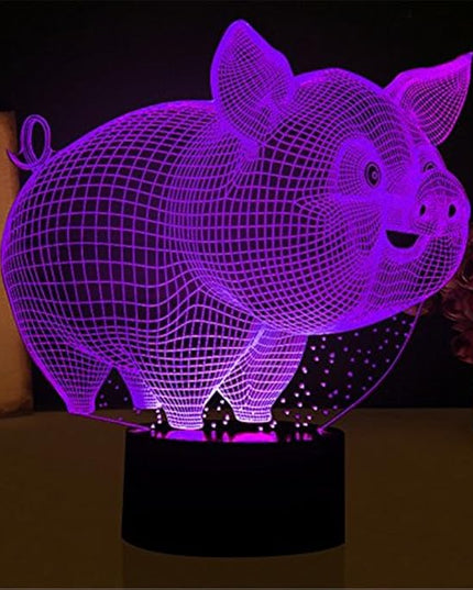 Pig Night Light 3D Illusion Lamp Touch 7 Color Changing Bed Room Decor Girl Kids Birthday Present Toys Pigs Gifts for Pig Lover Collection - LeafyLoom