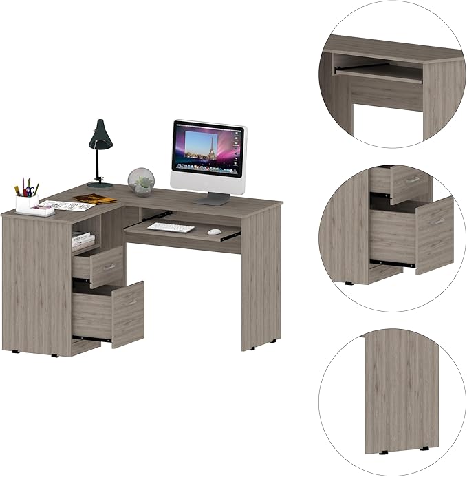 NicBex Kimberly-DW-00013-LWJ Home Office Desks, 47.2"x41.3"x30.4", Light Gray-1 - LeafyLoom