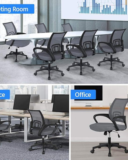 Yaheetech Office Chair Mid Back Executive Task Swivel Rolling Gaming Lumbar Support Modern Desk Computer Ergonomic Mesh Embody Chair Rolly Study Chair with Armrests, Dark Grey - LeafyLoom