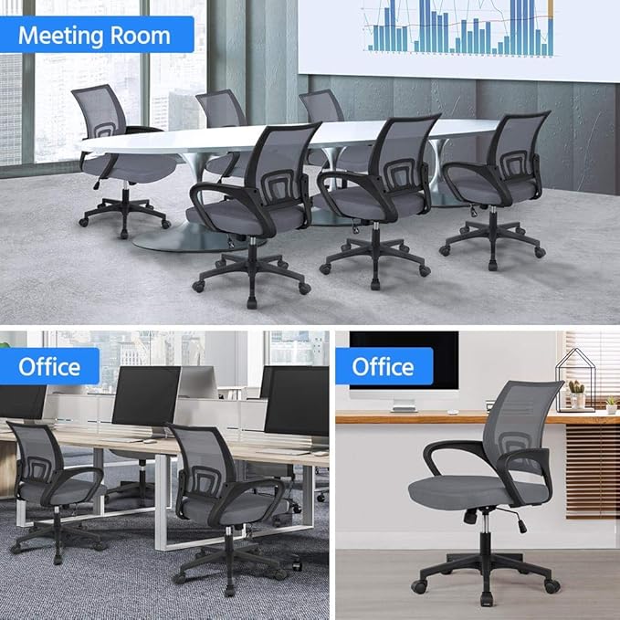 Yaheetech Office Chair Mid Back Executive Task Swivel Rolling Gaming Lumbar Support Modern Desk Computer Ergonomic Mesh Embody Chair Rolly Study Chair with Armrests, Dark Grey - LeafyLoom