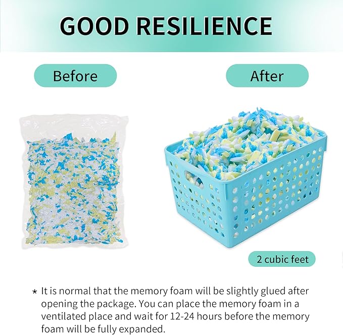 5lbs Shredded Memory Foam Filling for Bean Bag Filler, Premium Soft Filling,without Added Gel Particles,Very Suitable for Filling Bean Bags and Pillows - LeafyLoom