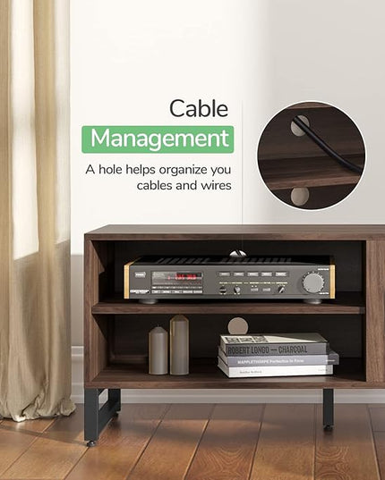 Novilla Media Console, TV Stand for TV's up to 50" Flat Screen Living Room Storage Cabinet Doors and Shelves Entertainment Center, 43 Inches, Walnut - LeafyLoom