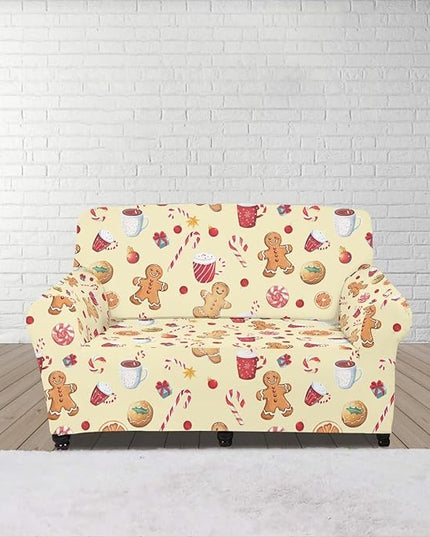 FKELYI Cute Christmas Sofa Couch Cover with Elastic Bottom Stretch Furniture Protector for Indoor Easy Going Stretch Sofa Slipcovers M FKELYI