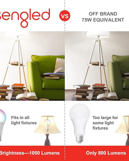 Sengled Alexa Light Bulbs, 75W Equivalent, S1 Auto Pairing with Alexa Devices, Smart Light Bulb that Work with Alexa, Bluetooth Mesh Smart Home Lighting, ‎Multicolor Dimmable, No Hub Required,4-Pack Sengled
