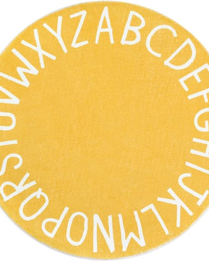 Topotdor Round Kids Play Rug Alphabet Nursery Area Rug Extra Large Soft Crawling Play Mat for Children Toddlers Bedroom (47 inch, Yellow) - LeafyLoom