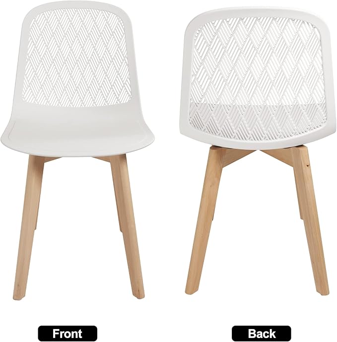 Armless Modern Chairs with Wood Legs for Living, Bedroom, Kitchen,Dining,Lounge Waiting Room, Restaurants, Cafes, Set of 4… - LeafyLoom