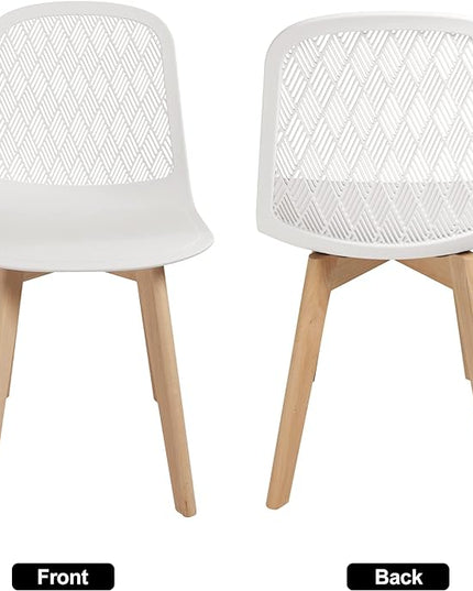 Armless Modern Chairs with Wood Legs for Living, Bedroom, Kitchen,Dining,Lounge Waiting Room, Restaurants, Cafes, Set of 2… - LeafyLoom