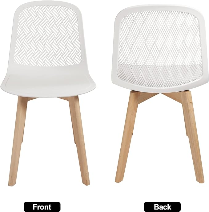 Armless Modern Chairs with Wood Legs for Living, Bedroom, Kitchen,Dining,Lounge Waiting Room, Restaurants, Cafes, Set of 2… - LeafyLoom