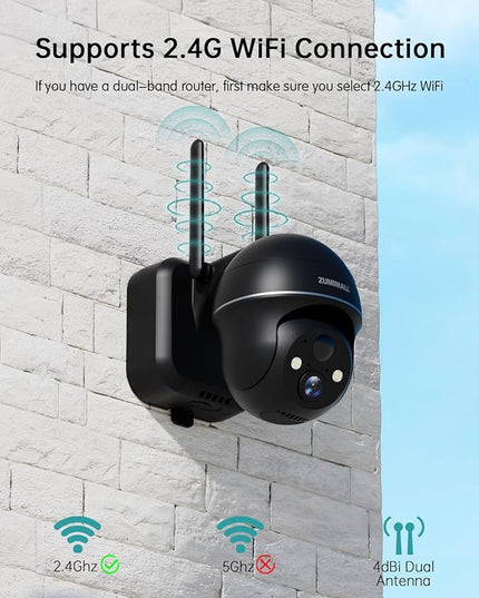 ZUMIMALL Security Cameras Wireless Outdoor - 2 Packs, 2.4G WiFi Battery Powered Cameras for Home Security, 360° View, Spotlight & Siren/PIR Detection/3MP Color Night Vision/2-Way Talk/IP66/Cloud ZUMIMALL