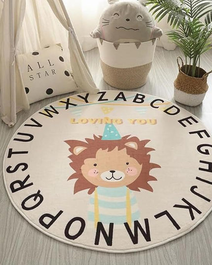 ABC Round Rug for Kids Warm and Soft Alphabet Nursery Animal Area Rugs Fun Rugs for Play Rooms Non-Slip Mats Crawling Mats Decorative Rugs for Bedrooms Living Rooms (Hedgehogs, 31in) - LeafyLoom
