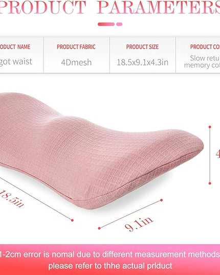 Lumbar Support Pillow - Memory Foam for Low Back Pain Relief, Ergonomic Streamline Car Seat, Office Chair, Recliner and Bed (pink) - LeafyLoom