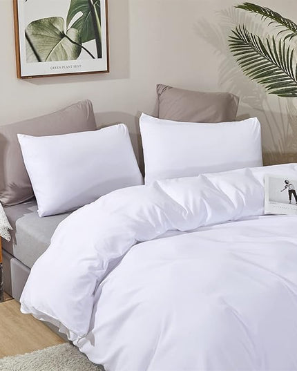 White Comforter Queen White Bedding Comforter Set Full True White Bed Set Soft Durable Solid Bright White Breathable Comforter Set Women Durable Lightweight Plain White Comforter Queen - LeafyLoom