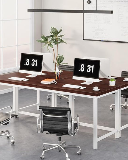 78.7 Inch Large Double Home Office Compuer Desk Two Person Study Table - LeafyLoom