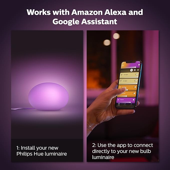 Philips Hue Flourish Smart Table Lamp, White- White and Color Ambiance LED Color-Changing Light- 1 Pack - Control with Hue App- Compatible with Alexa, Google Assistant, and Apple Homekit PhilipsHue